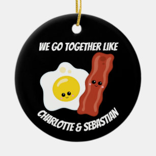 We go together like eggs and bacon personalised ceramic tree decoration