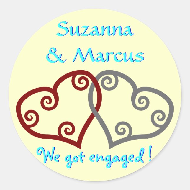 We Got Engaged envelope sealer Classic Round Sticker (Front)