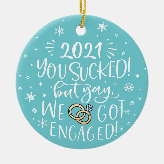 We got engaged fun with photo ceramic tree decoration (Front)