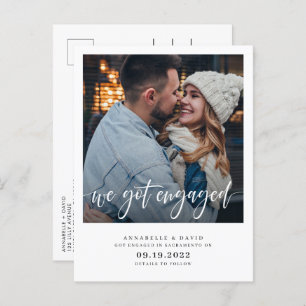 We Got Engaged Modern Photo  Announcement Postcard