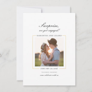 We Got Engaged Modern Photo Engagement Party Invitation
