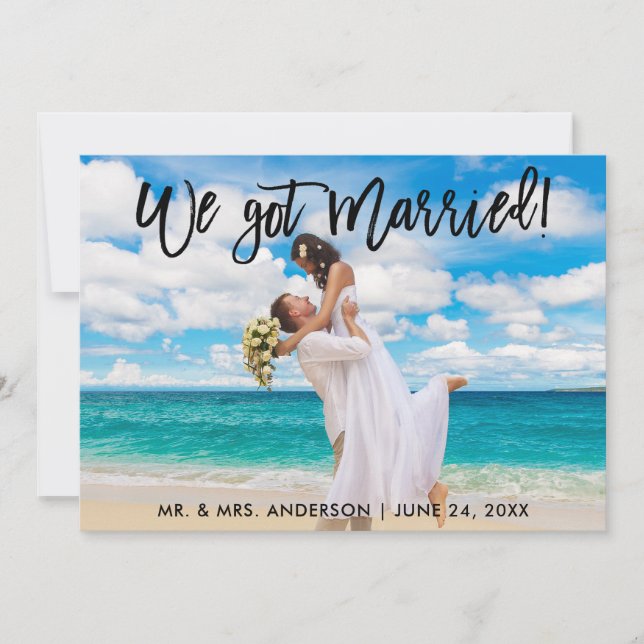 We Got Married Brush Script Celebration Invite B (Front)