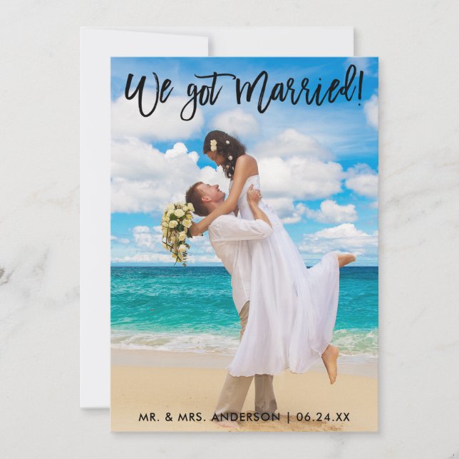 We Got Married Brush Script Celebration Invite Blk (Front)