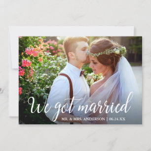 We Got Married Calligraphy Wedding Photo Card