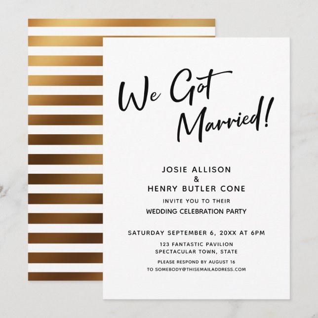 We Got Married Calligraphy Wedding Reception Invitation (Front/Back)