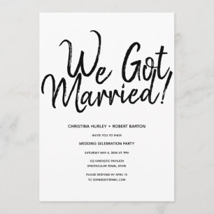 "We Got Married!" Casual Script Wedding Reception Invitation