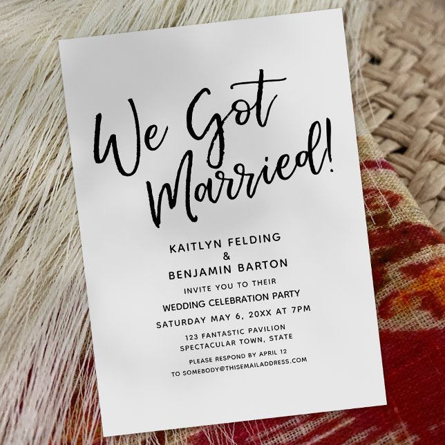 "We Got Married!" Casual Script Wedding Reception Invitation (Creator Uploaded)
