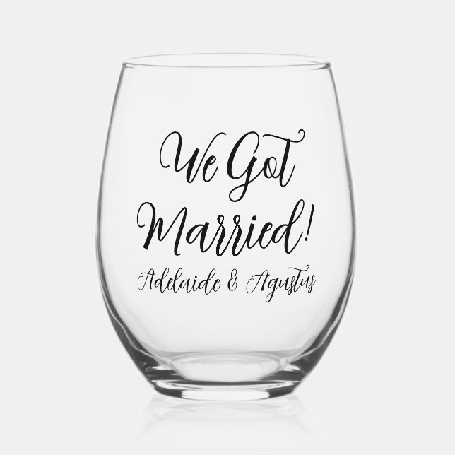 We Got Married Drinkware Set Stemless Wine Glass (Front)