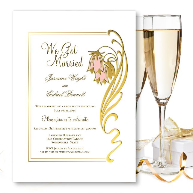 We got Married Elegant Gold Wedding Reception Invitation (Creator Uploaded)