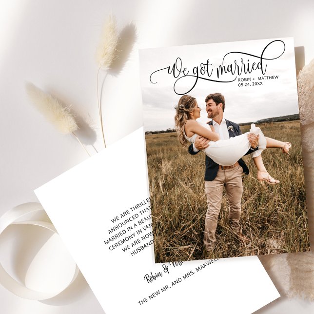 We Got Married, Elegant Photo Wedding Announcement (Creator Uploaded)