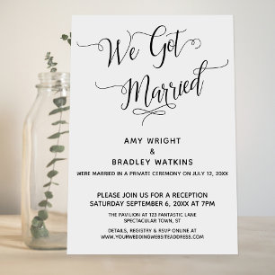"We Got Married" Elegant Post-Wedding Reception Invitation