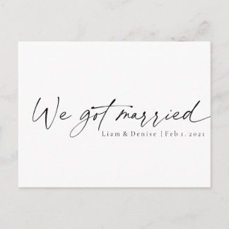 We Got Married Elegant Script Minimal Announcement Postcard
