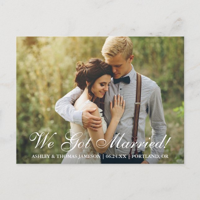 We Got Married! Elopement Announcement Postcard (Front)