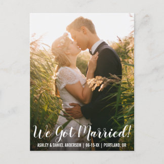 We got married elopement announcement postcard WL