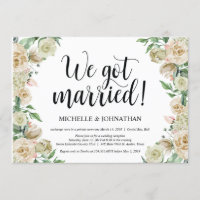 We got married Elopement Reception Invitation Card
