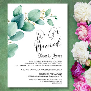 We Got Married Eucalyptus Leaves Wedding Reception Invitation