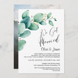We Got Married Eucalyptus Reception Invitation