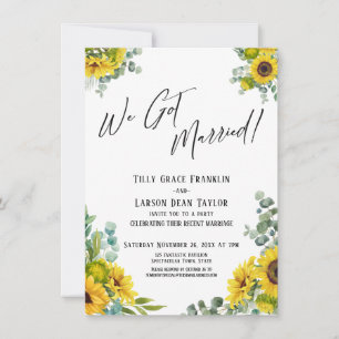 We Got Married! Eucalyptus Sunflower Reception Invitation