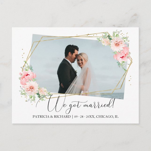 We Got Married Floral Eloped Announcement Postcard (Front)