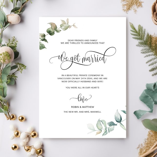 We got Married, Foliage Greenery Married Wedding Announcement (Creator Uploaded)