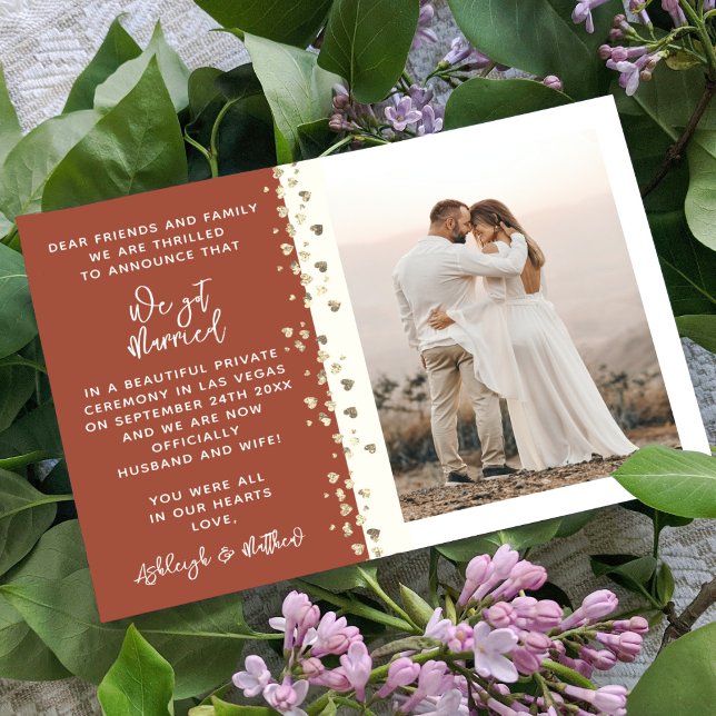 We Got Married Glitter Heart Photo Autumn Gold Invitation (Creator Uploaded)