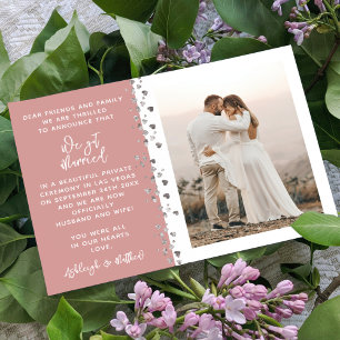 We Got Married Glitter Heart Photo Dusty Rose Invitation