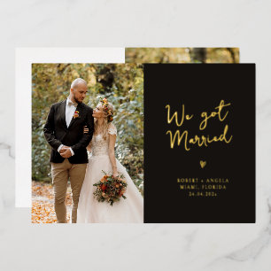 We got married gold foil wedding announcement
