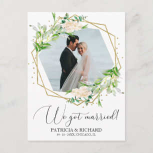 We Got Married Greenery Eloped Announcement Postcard