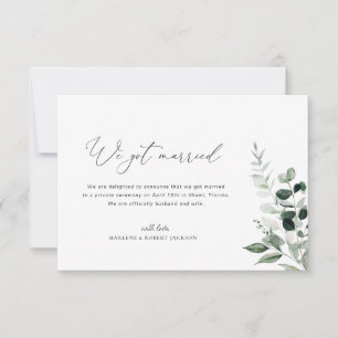 We Got Married greenery wedding announcement