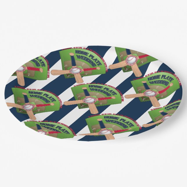 We got Married, Home Plate Baseball 3-PAPER PLATES (Angled)