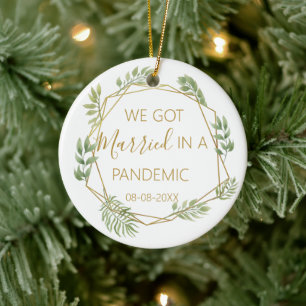 we got married in a pandemic first Christmas Ceramic Tree Decoration