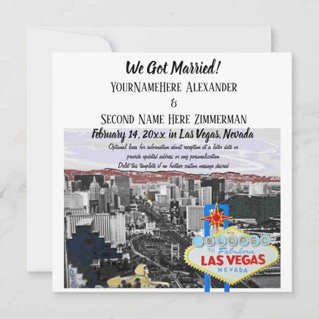 We Got Married Las Vegas Wedding Photo Invitation (Front)