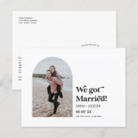 We got married, Modern Arch Simple Photo elopement