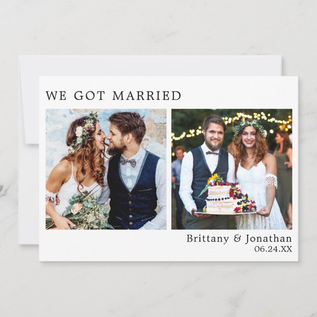 We Got Married Modern Minimalist 2 Photo Announcement (Front)