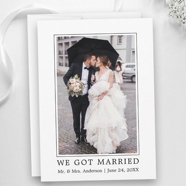 We Got Married Modern Minimalist Simple Announcement (Customize to add text to back of card.)