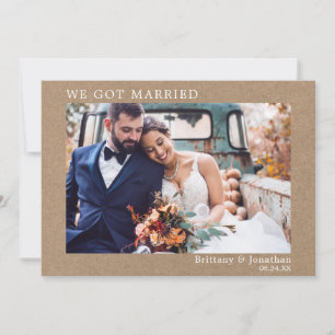 We Got Married Modern Minimalist Simple Kraft Card