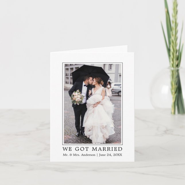We Got Married Modern Minimalist Simple Note Announcement (Front)