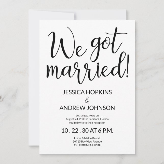 We Got Married Modern Photo Reception Invitation (Front)