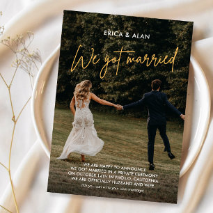 We got married photo wedding  announcement