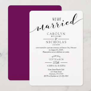 We Got Married Plum Purple White Wedding Party Invitation