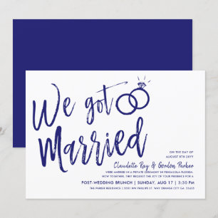 We Got Married   Post Wedding Brunch Deep Blue Invitation