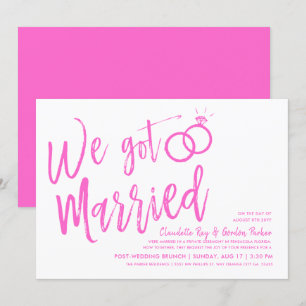We Got Married   Post Wedding Brunch Pink Invitation