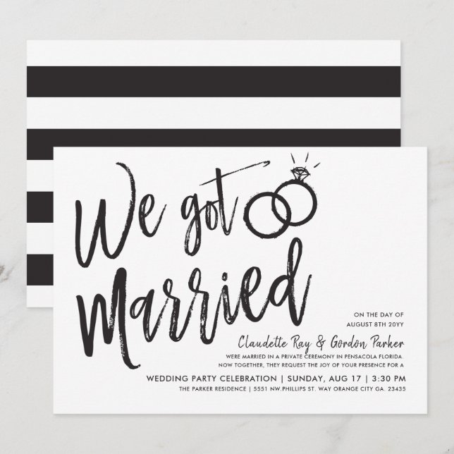 We Got Married | Post Wedding Party Event Invitation (Front/Back)