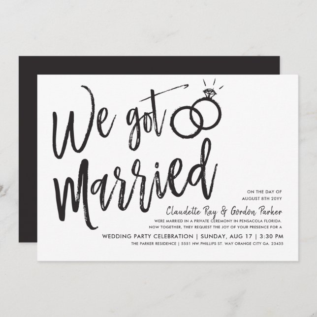 We Got Married | Post Wedding Party Invitation (Front/Back)