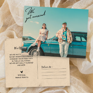We got married Retro vintage stylish photo Postcard