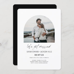 we got married Simple Arch Photo elopement Invitat Invitation