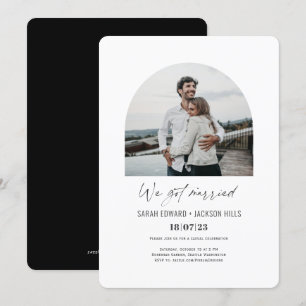 we got married Simple Arch Photo elopement Invitation