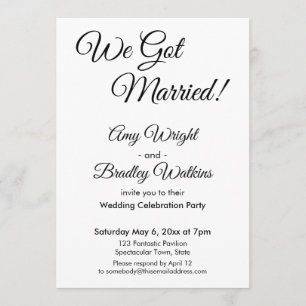 "We Got Married!" Simple Elegant Wedding Reception Invitation