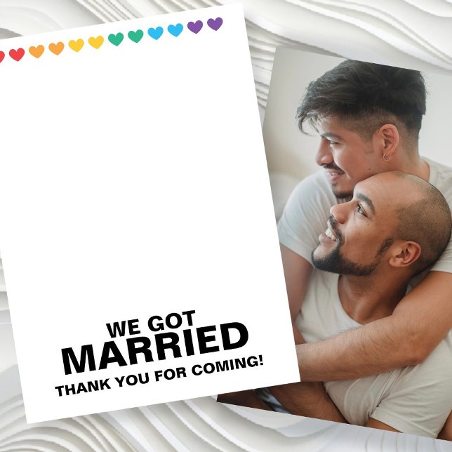 We Got Married Thank You For Coming Card (We Got Married Thank You For Coming cards from Ricaso. Same sex wedding thanks with photo template)
