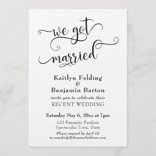We Got Married Typography Wedding Reception Only Invitation